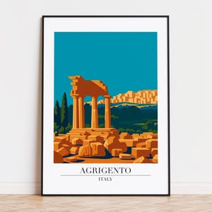 Agrigento poster, Agrigento print, Agrigento illustration, Agrigento art, Agrigento Italy