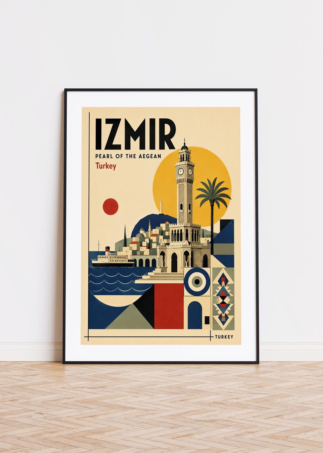 Izmir Turkey Print : Bauhaus Style Travel Poster Izmir Poster - Etsy