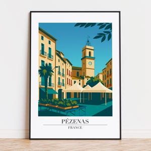 Pézenas France Poster: Modern City Illustration