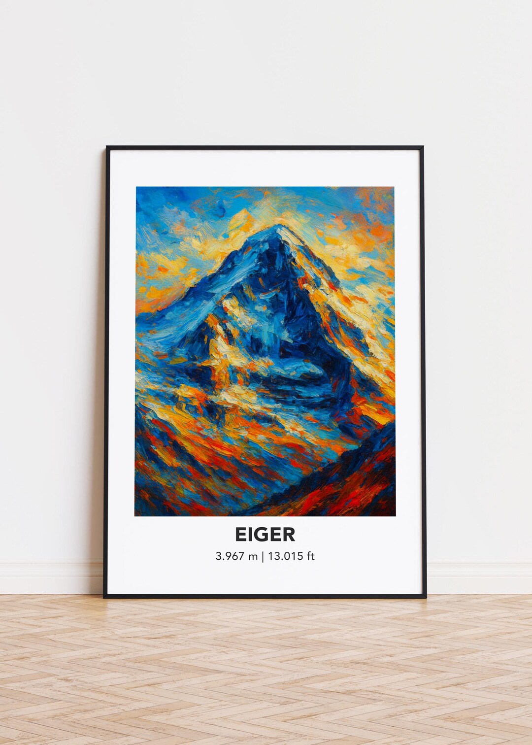 Eiger Poster Mountain Print: Modern Oil Painting Style Mountain Art ...