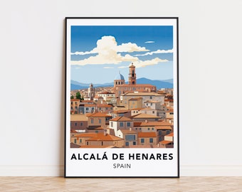Affiche d'Alcalá de Henares, impression d'Espagne, impression d'art mural de voyage d'Alcalá de Henares, affiche de voyage en Espagne
