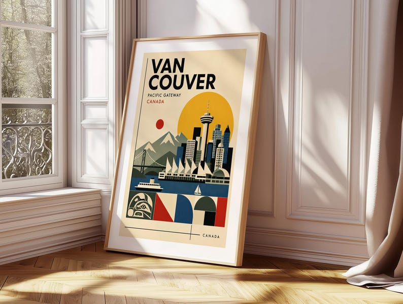 Vancouver Canada print : Bauhaus Style Travel Poster Vancouver poster image 6