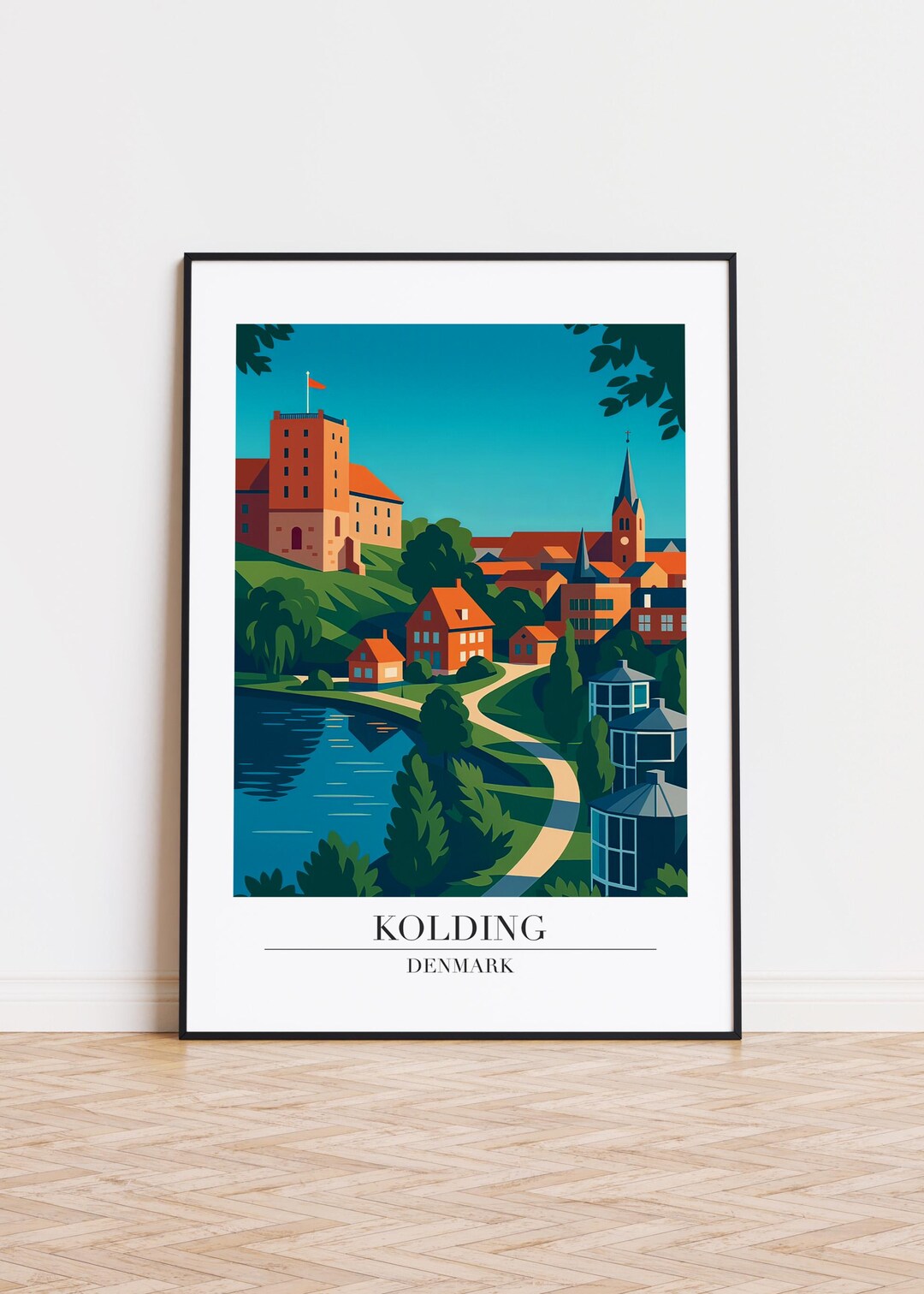 Kolding Denmark Poster: Modern City Illustration - Etsy