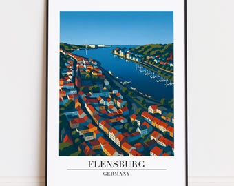 Flensburg Germany Poster: Modern City Illustration Art