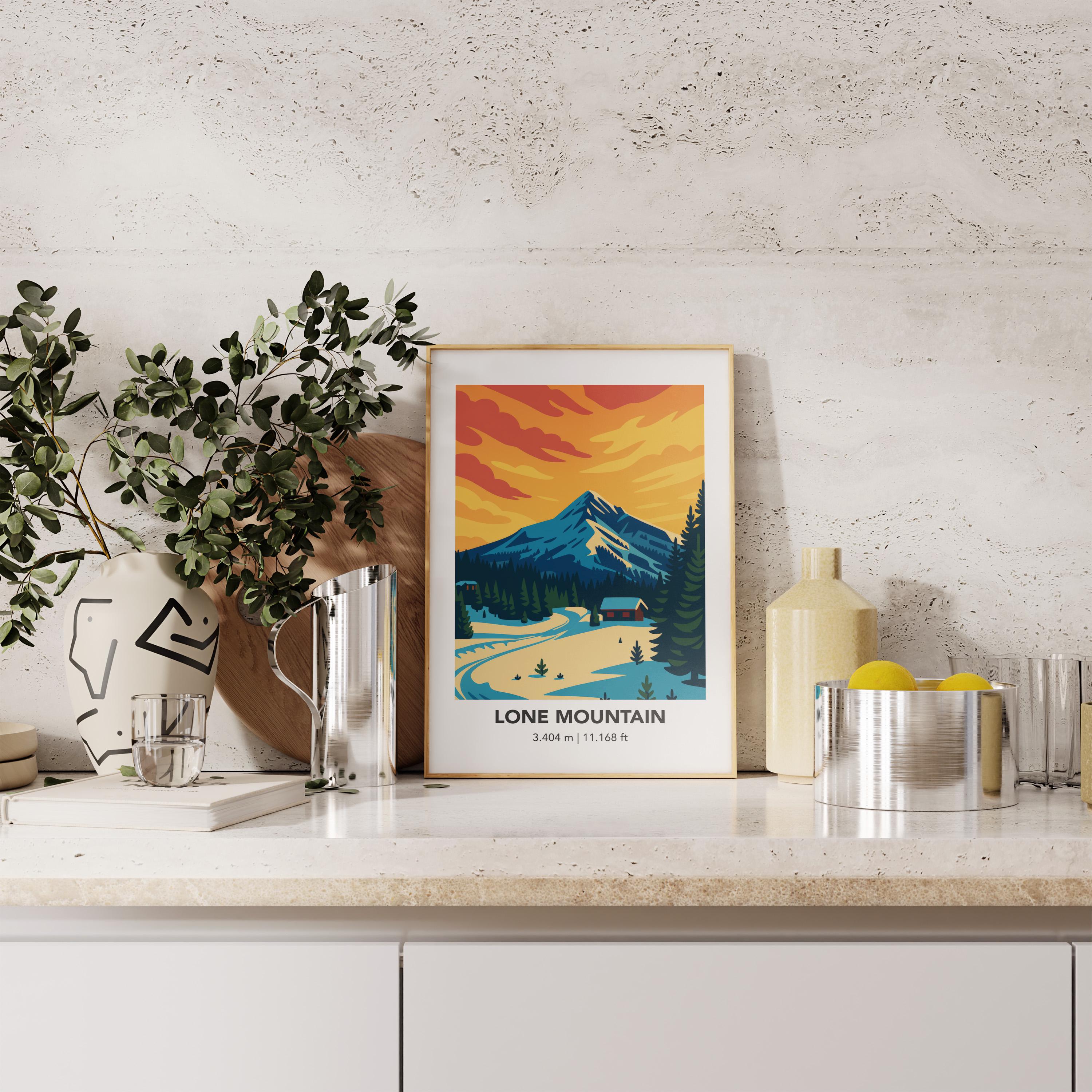 絵画 Lone Mountain Lone Mountain Poster, Lone Mountain Print, Lone Mountain