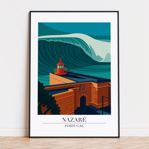 Nazaré poster, Nazaré print, Nazaré illustration, Nazaré art, Nazaré Spain poster