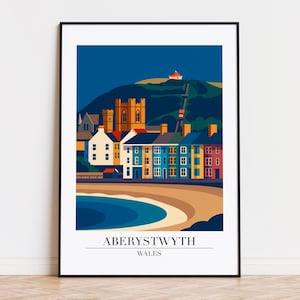 Aberystwyth poster, Aberystwyth print, Aberystwyth illustration art, WALES poster
