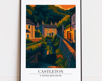 Impresión de Castleton: Póster de viaje moderno. Póster de Castleton.