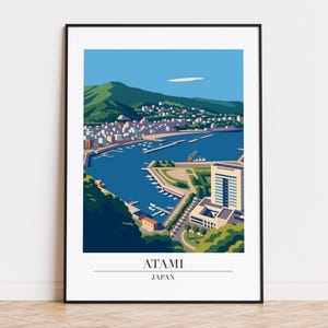 熱海市ポスター：モダントラベルアートプリント - Etsy 日本