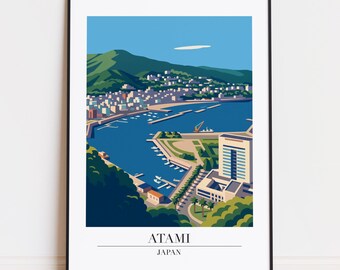 熱海市ポスター：モダントラベルアートプリント - Etsy 日本