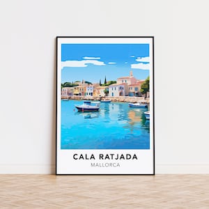 Cala Ratjada poster Mallorca print Cala Ratjada travel print wall art, Mallorca travel poster