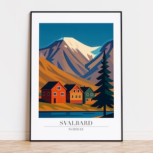 Svalbard poster, Svalbard print, Svalbard illustration art,NORWAY poster