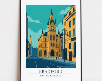 Bradford print : Modern Travel Poster Style Bradford poster