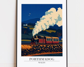 Porthmadog Wales ポスター: モダン イラスト アート プリント - Etsy 日本
