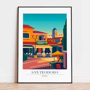 San Teodoro Italy Poster: Modern Travel Art Print