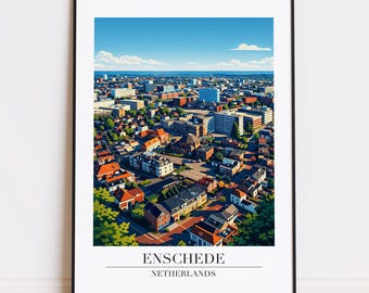 Enschede print : Modern Travel Poster Style Enschede poster Netherlands Print