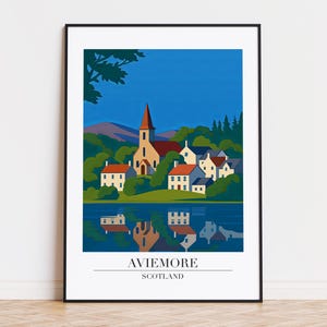 Aviemore Scotland Poster: Modern City Art Print
