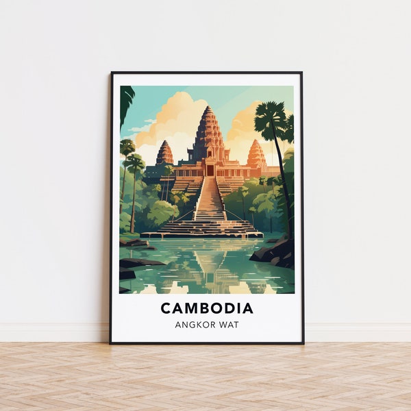 Cambodia poster Angkor Wat print Cambodia travel print wall art, Cambodia travel poster