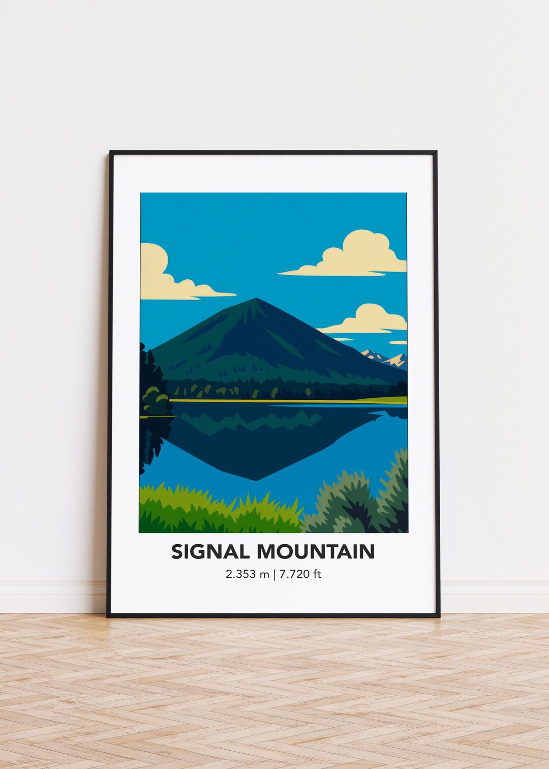Signal Mountain Art Print: Modern Minimalist Mountain Poster - Etsy