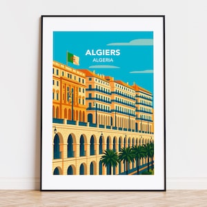 Algiers poster, Algiers print, Algiers illustration, Algiers art, Algiers Algeria poster