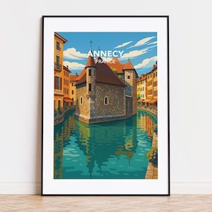 Annecy poster, annecy print, annecy illustration, annecy art