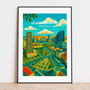 Ulaanbaatar poster, Ulaanbaatar print, Ulaanbaatar illustration, Ulaanbaatar art, Ulaanbaatar Mongolia poster