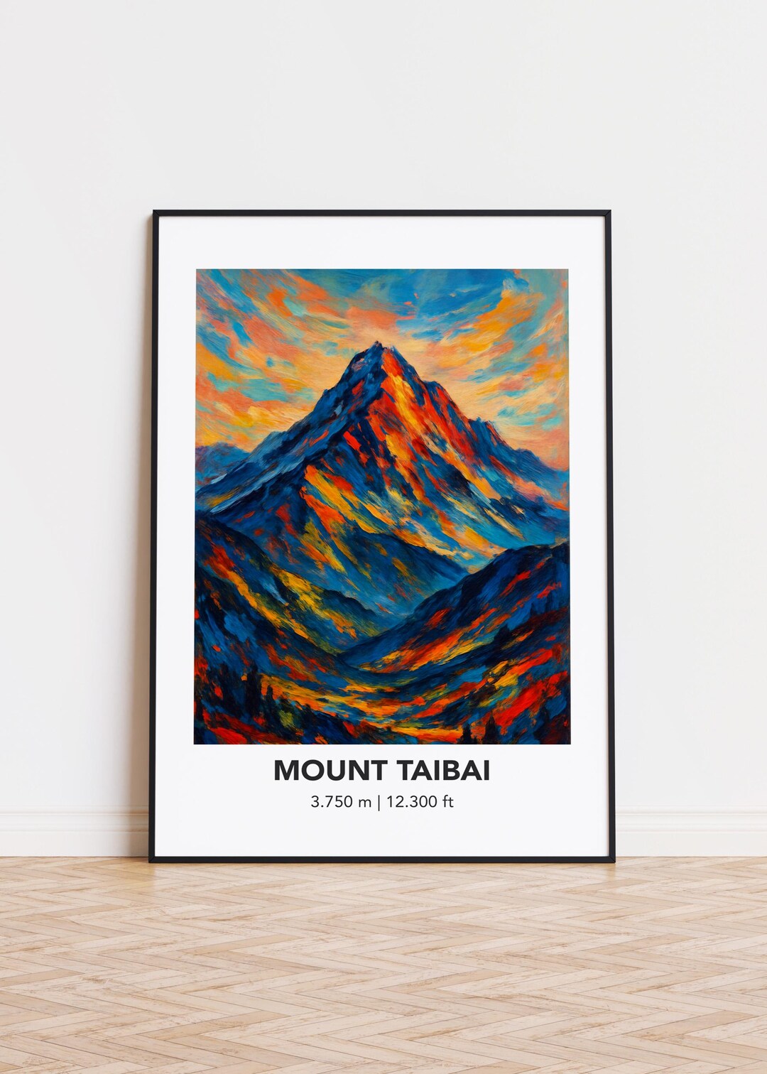 Mount Taibai Poster Mountain Print: Modern Oil Painting Style Mountain ...