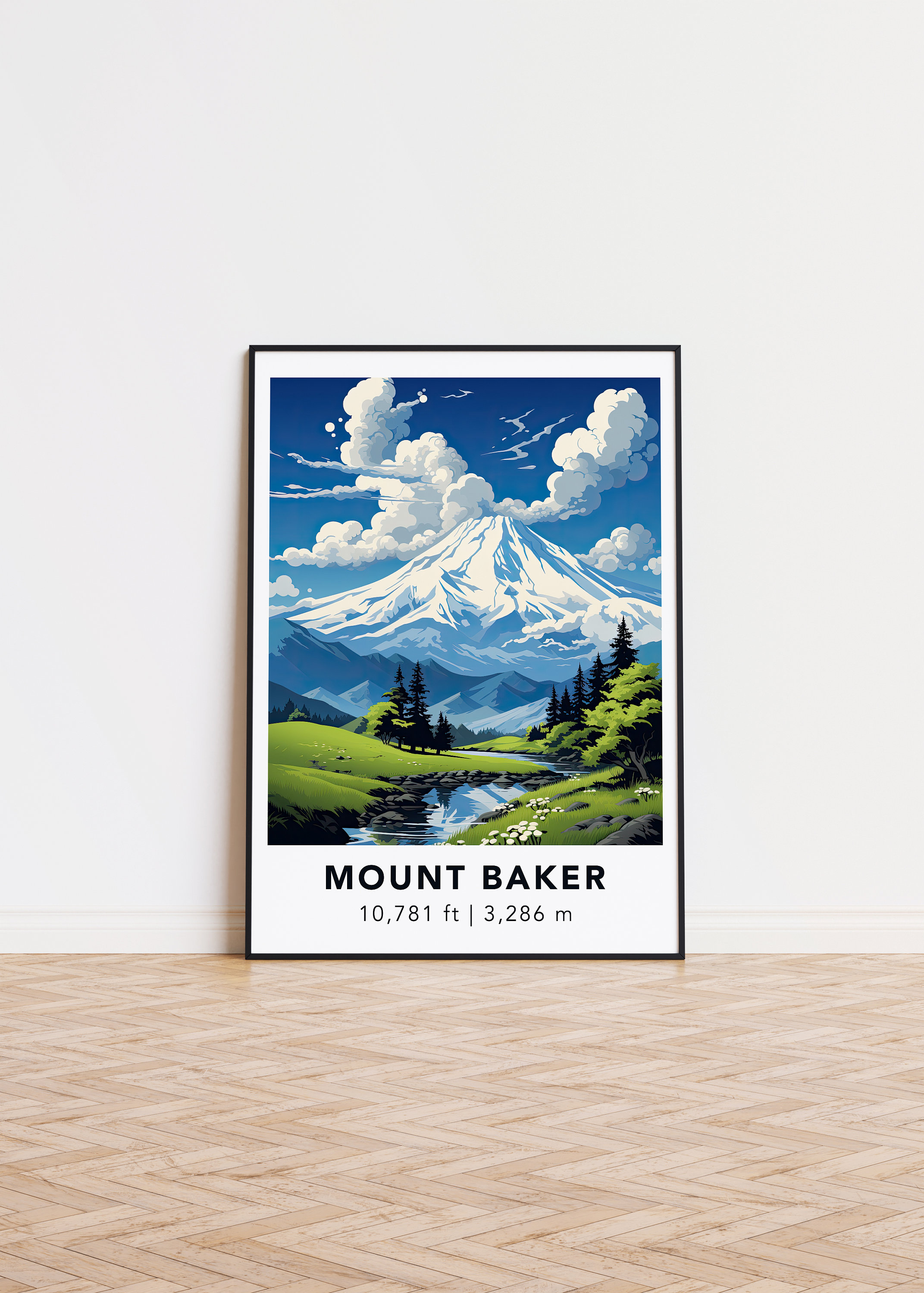 Mount Baker Poster Washington Print Mount Baker Travel Print Etsy