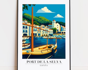 Póster de Port de la Selva España: Impresión de arte de viaje moderno