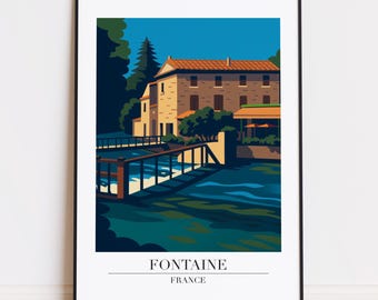 Impresión Fontaine: Póster de Fontaine estilo póster de viaje moderno