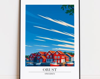 Orust Sweden Poster: Modern Scandinavian Illustration Art