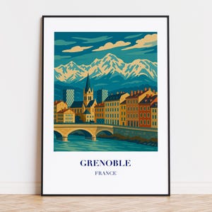 Grenoble poster, Grenoble print, Grenoble illustration, Grenoble art, Grenoble France poster