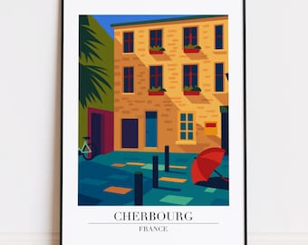 Stampa Cherbourg: poster di viaggio moderno in stile Cherbourg