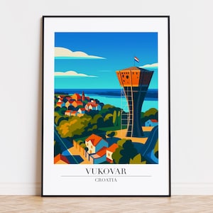 Vukovar poster, Vukovar print, Vukovar illustration, Vukovar art, Croatia poster
