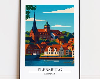 Flensburg Germany Poster: Modern City Illustration Art
