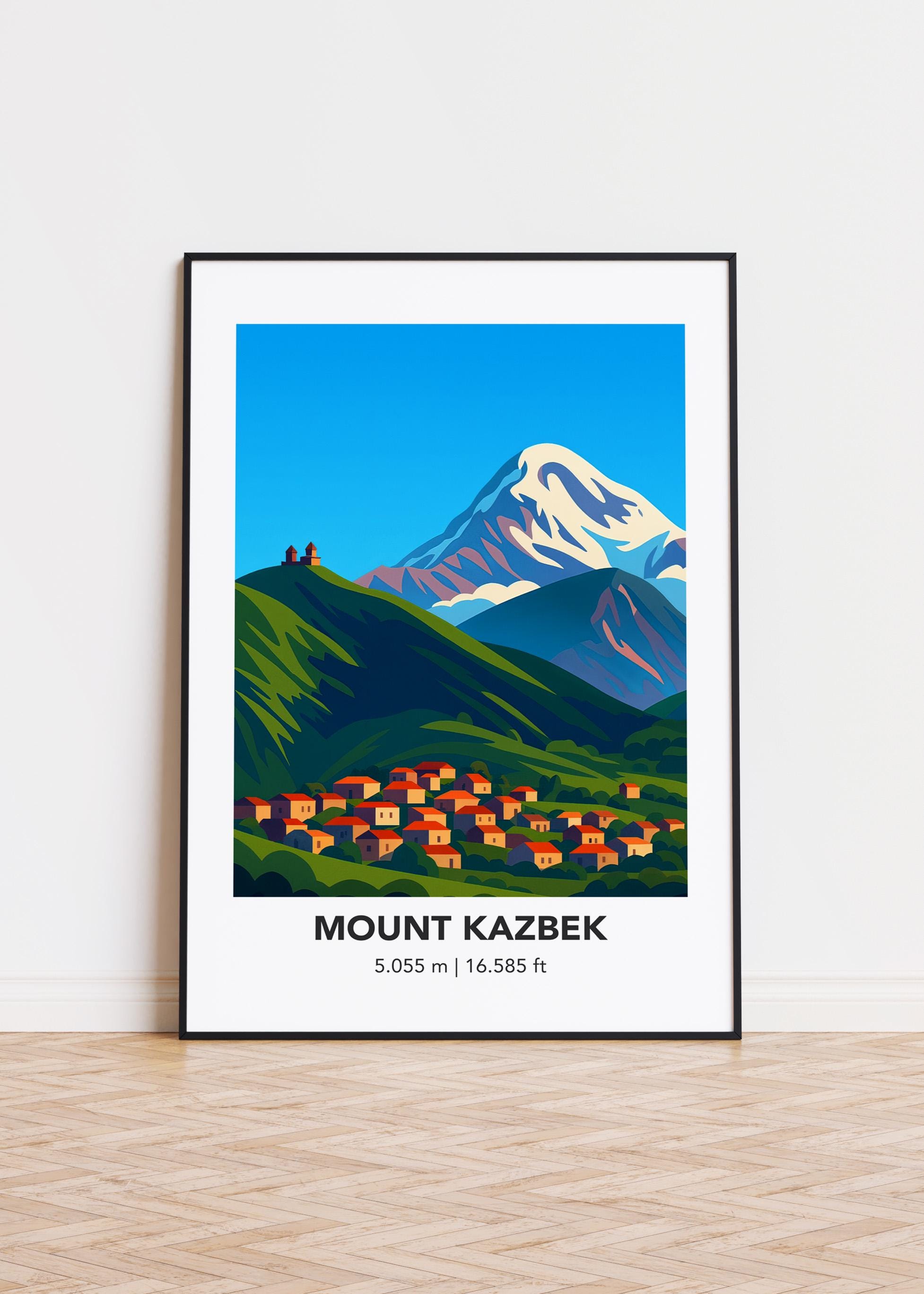 Mount Kazbek Poster: Semi-gloss Mountain Illustration Art - Etsy