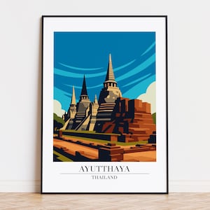 Ayutthaya poster, Ayutthaya print, Ayutthaya illustration, Ayutthaya art, Ayutthaya