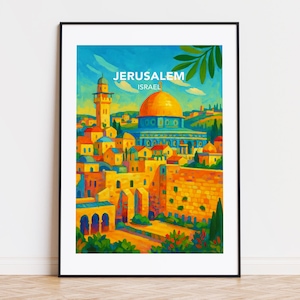 Póster de Jerusalén, impresión de Jerusalén, ilustración de Jerusalén, arte de Jerusalén, póster de Jerusalén, Israel