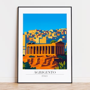 Agrigento poster, Agrigento print, Agrigento illustration, Agrigento art, Agrigento Italy