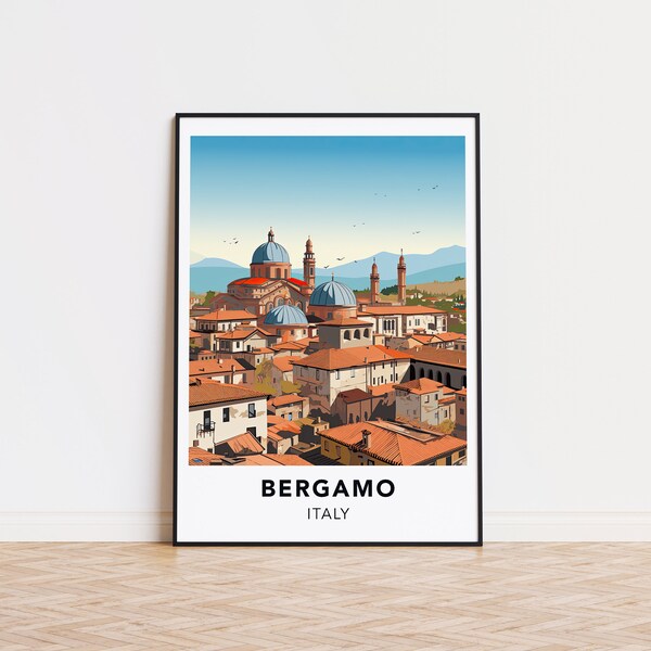 Bergamo poster Italy print Bergamo travel print wall art, Italy travel poster