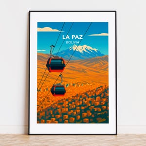 La Paz poster, La Paz print, La Paz illustration, La Paz art, La Paz Bolivia poster