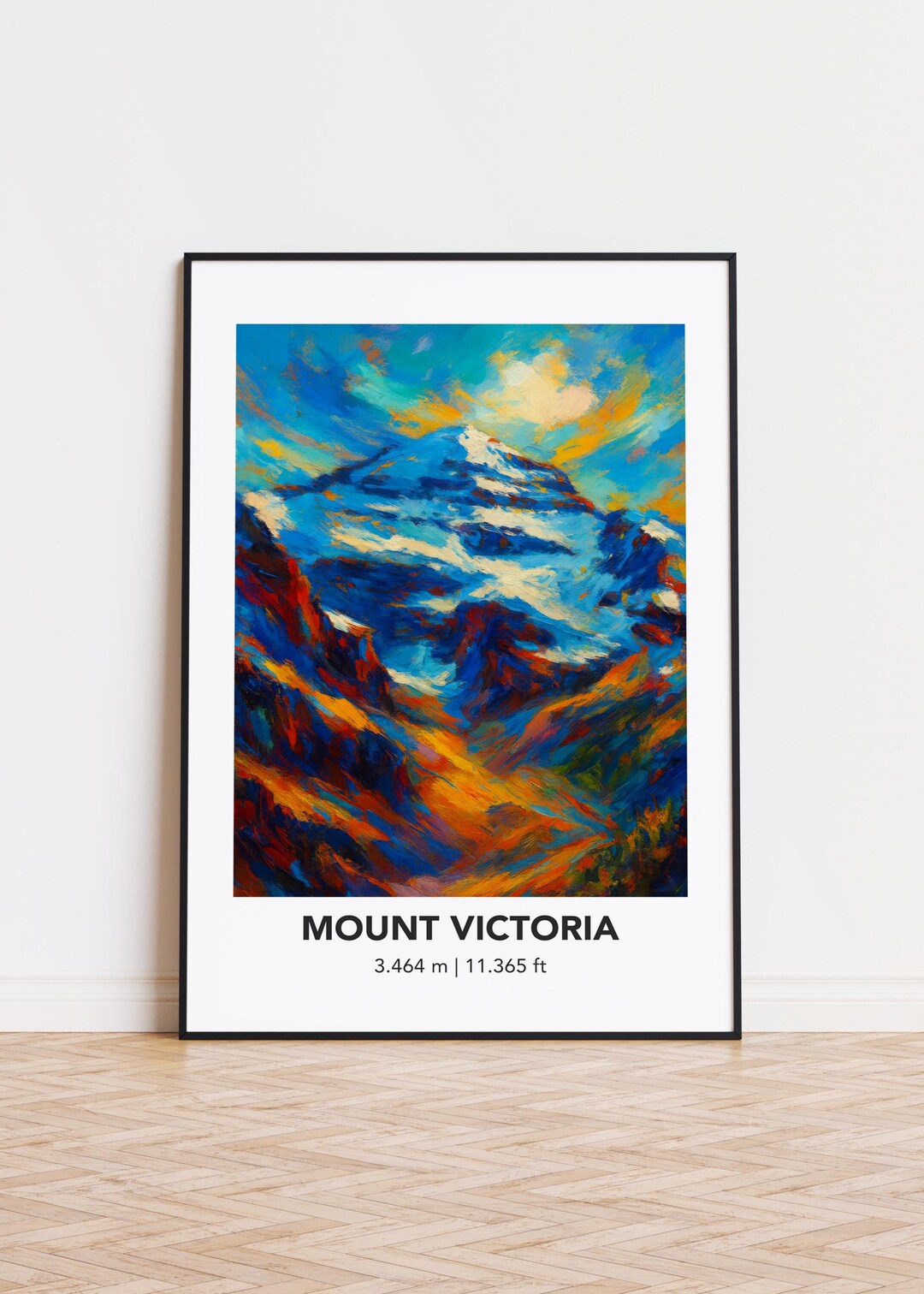 Mount Victoria Art Print: Modern Mountain Oil Painting Poster - Etsy