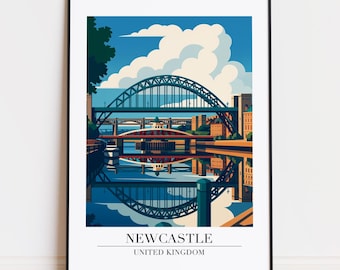 Newcastle print : Modern Travel Poster Style Newcastle poster