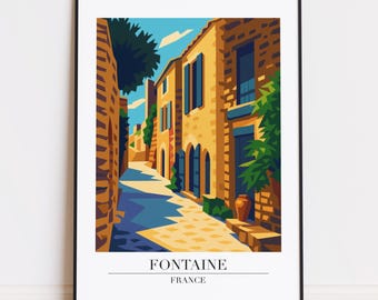 Impresión Fontaine: Póster de Fontaine estilo póster de viaje moderno