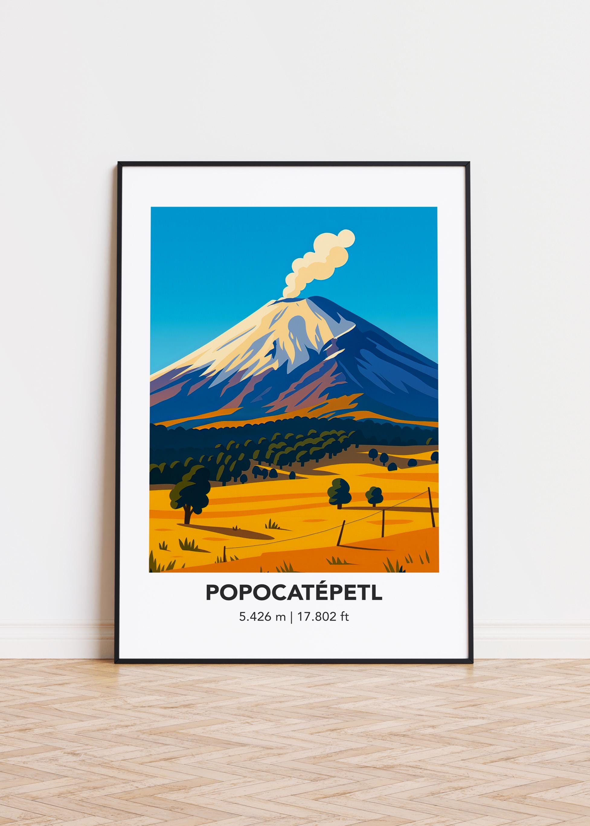 Popocatépetl Illustration Art Print: Mountain Poster - Etsy