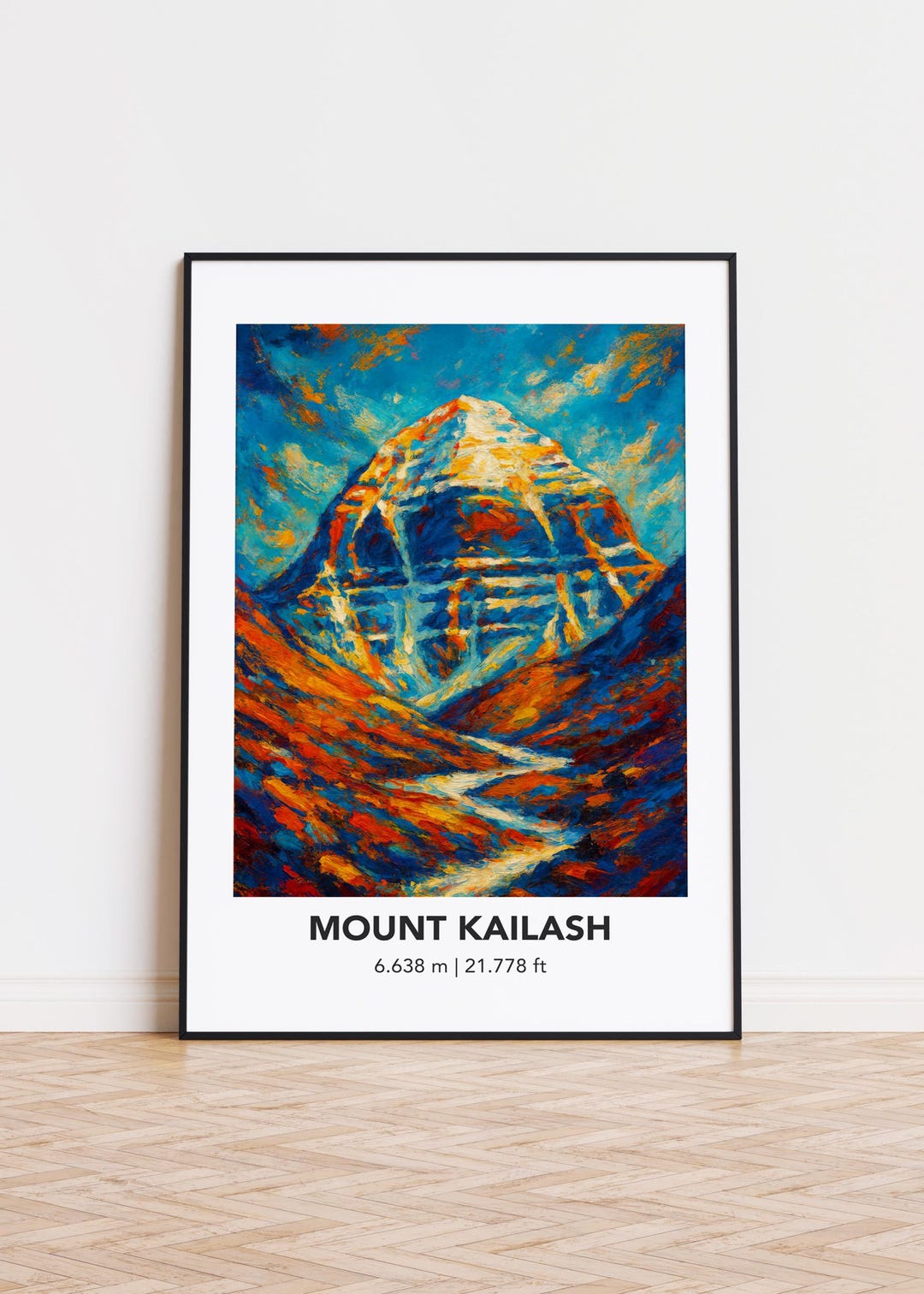 Mount Kailash Poster Mountain Print: Modern Oil Painting Style Mountain ...