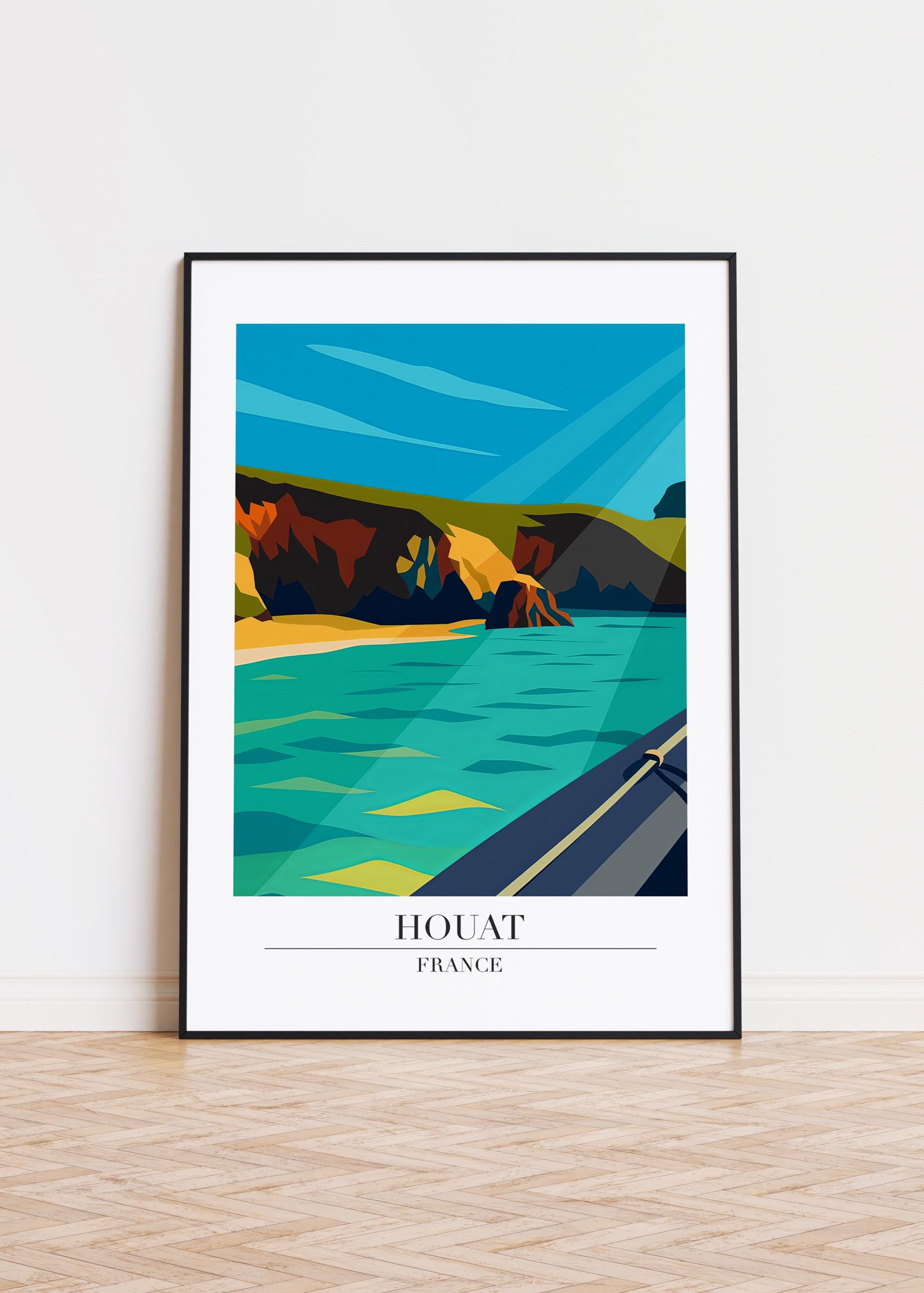 Houat フランス ポスター: モダン トラベル アート プリント - Etsy 日本