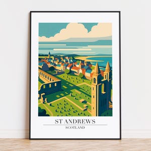 Affiche de St Andrews en Écosse : impression d&#39;art de voyage moderne