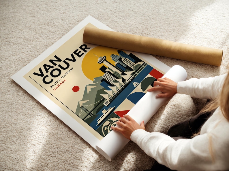 Vancouver Canada print : Bauhaus Style Travel Poster Vancouver poster image 2