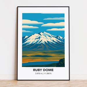 Ruby Dome Mountain Art Poster: Modern minimalistisk poster